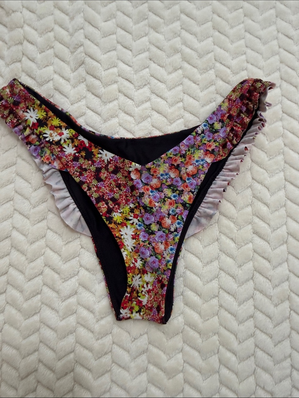 Luli Fama Bikini Bottom with Floral Pattern and Ruffles